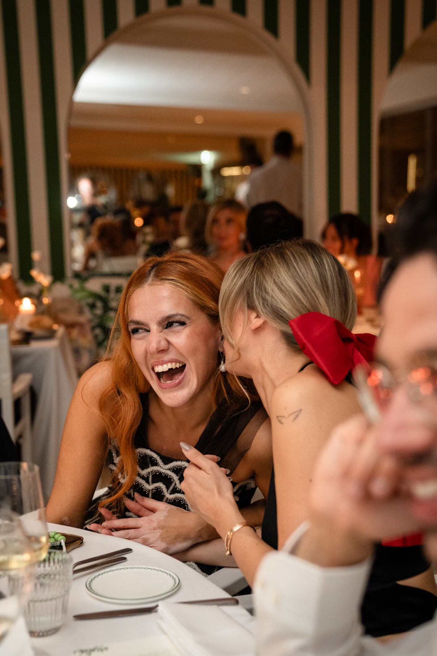 Elegant wedding in Portofino,  capturing the atmosphere of the Dolce Vita and the Italian Riviera, dinner in one of the most luxury venue in portofino, the Vesta Portofino by Dolce e Gabbana