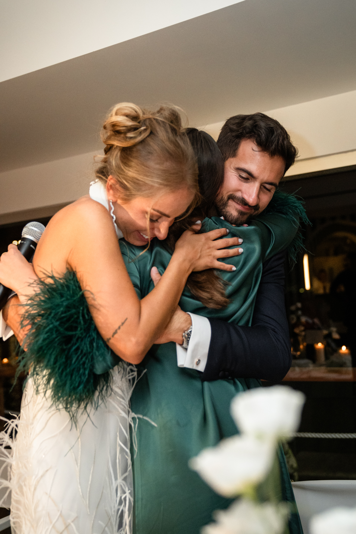 Elegant wedding in Portofino,  capturing the atmosphere of the Dolce Vita and the Italian Riviera, speches during the dinner in one of the most luxury venue in portofino, the Vesta Portofino by Dolce e Gabbana